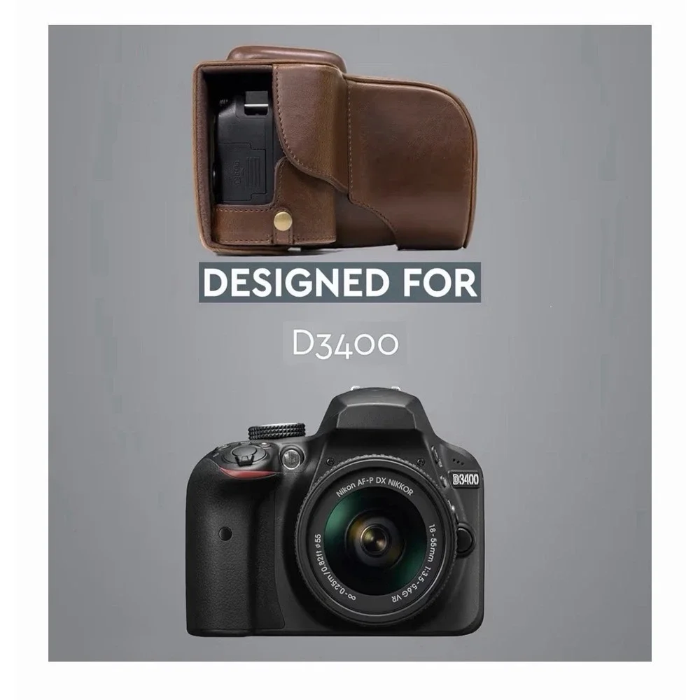MegaGear Nikon D3500 Ever Ready Leather Camera Case and Strap
